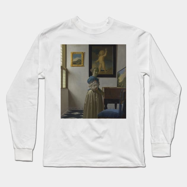 Lady Standing at a Virginal by Jan Vermeer Long Sleeve T-Shirt by Classic Art Stall
